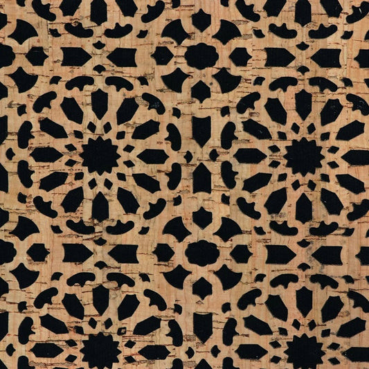 Black Canvas Backed Mandala Pro Lite Cork 1/2 yard