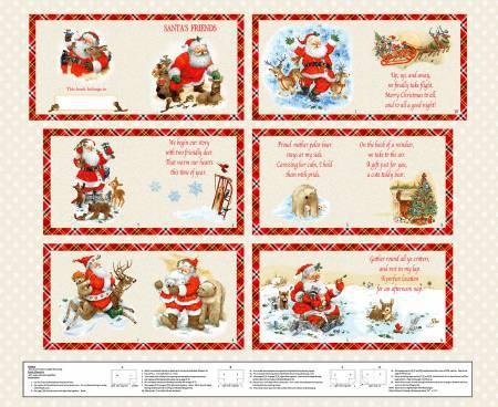 Santa's Friends Cream 36 Inch Book Panel