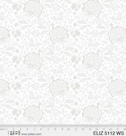 Elizabeth 108" Jacobean Allover White