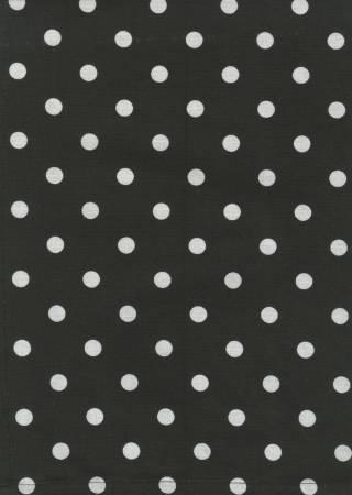 Tea Towel, Printed Polka Dots on Black