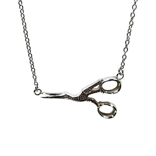 Stork Scissor Silver Necklace
