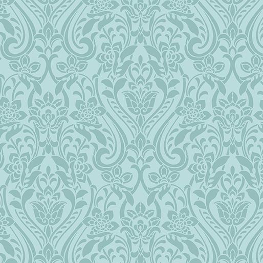 Hummingbirds and Honeysuckle - Damask Turquoise