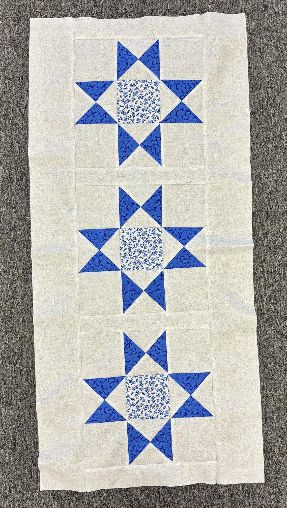 Ohio Star Table Runner featuring Blue Bell