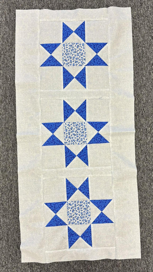Ohio Star Table Runner featuring Blue Bell