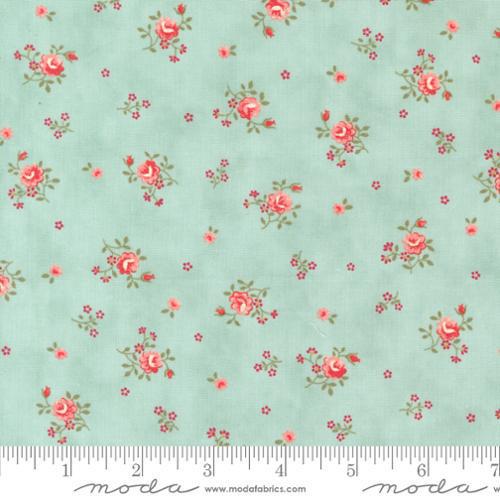 Collections Etchings Aqua Peaceful Posies Small Floral Ditsy