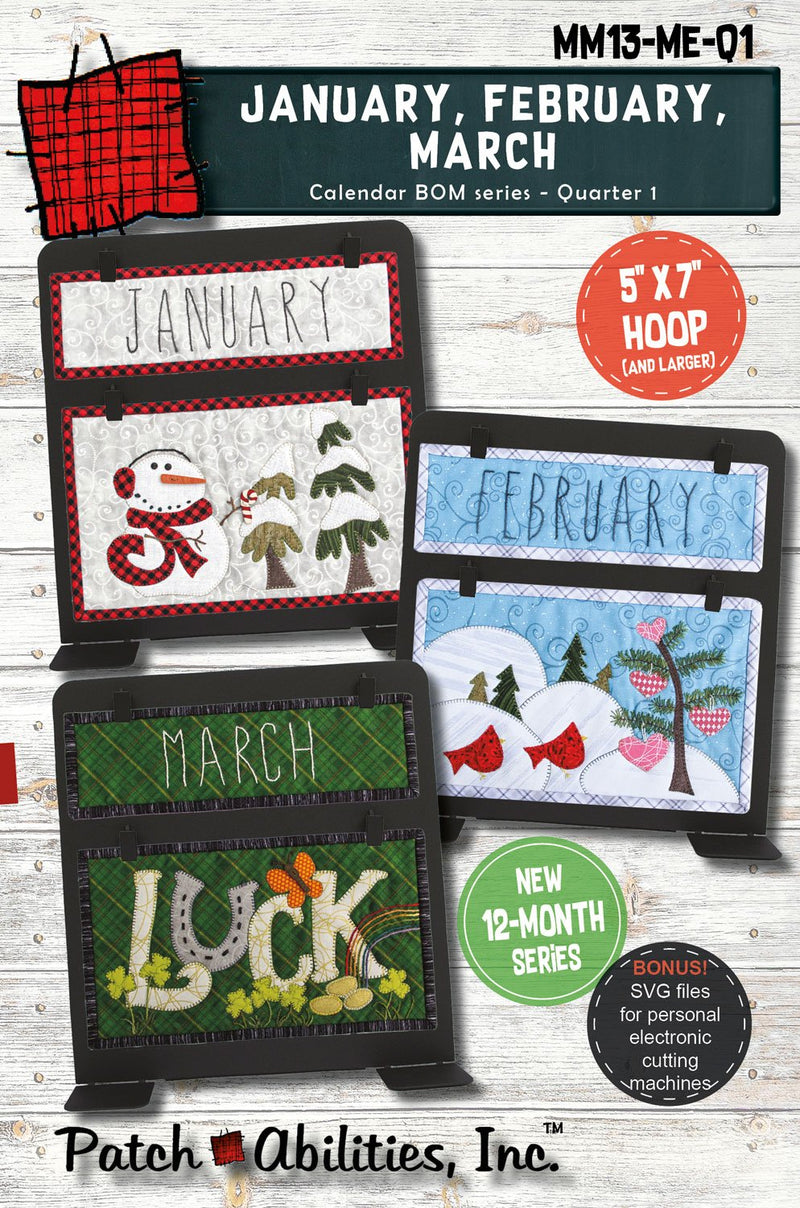 Monthly Mini Calendar Series Kit - Machine Embroidery