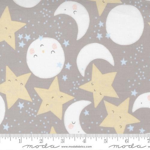 D is For Dream Dark Grey Stars and Moon Flannel