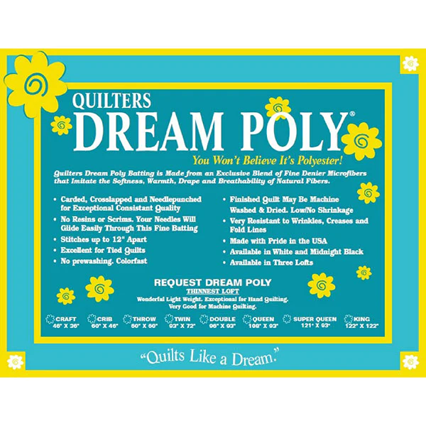 Quilters Dream Batting Poly Request Twin 93" x 72"