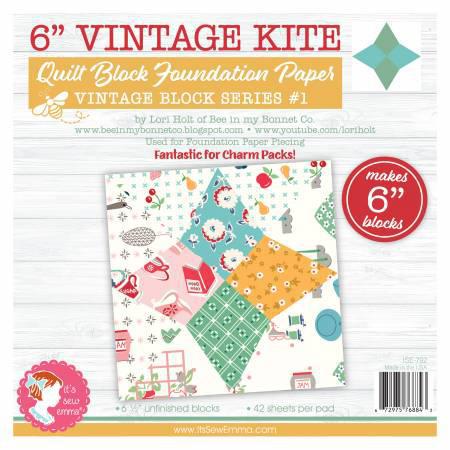 6 in Vintage Kite Quilt Block Foundation Paper