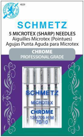 Chrome Microtex Schmetz Needle 5 ct, Size 70/10